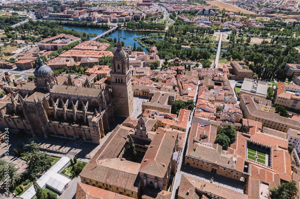 Aerial view of Salamanca Cathedral in Spain.