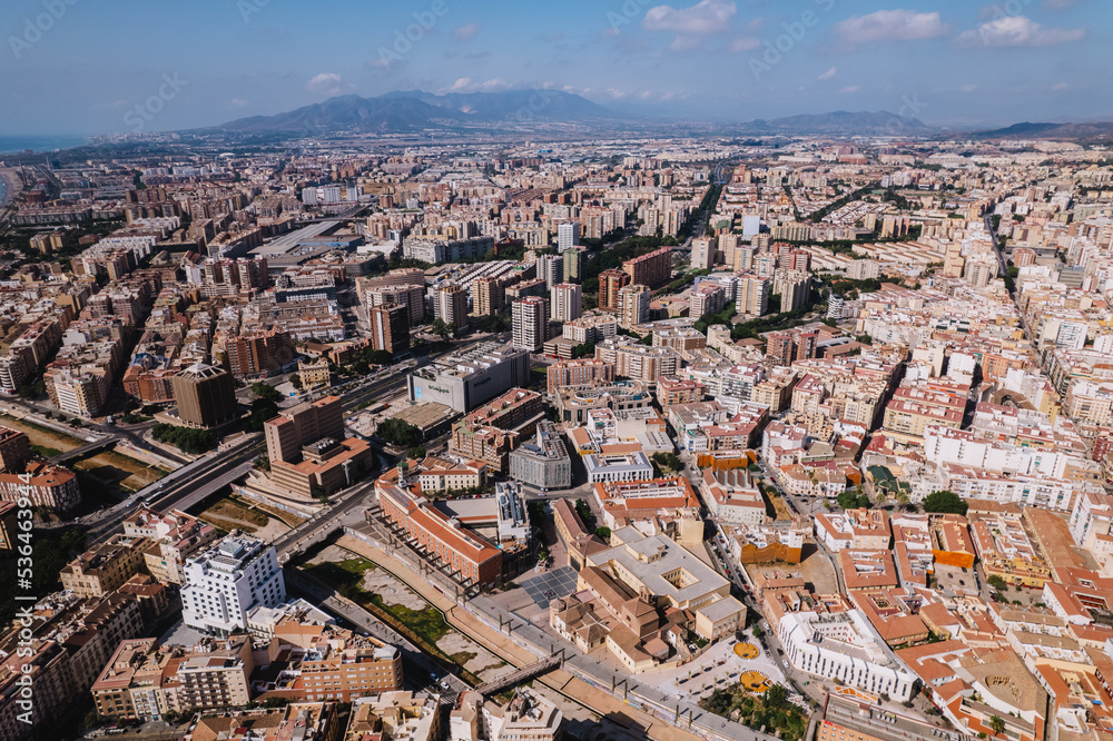 Aerial view of Malaga, Spain.