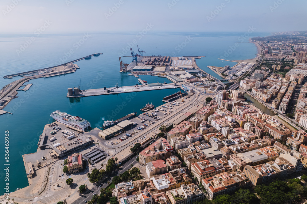 Cinematic aerial perspective of Puerto Banus Bay, Marbella, Malaga, Spain.