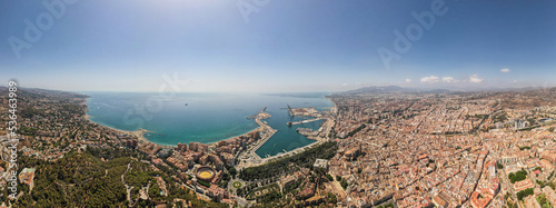 Aerial panoramic view of Malaga, Spain.