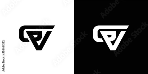 Modern and strong letter GV initials logo design