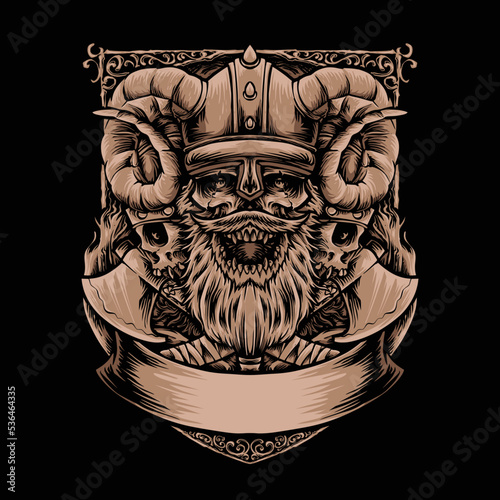 skull viking fighter warrior clothing design