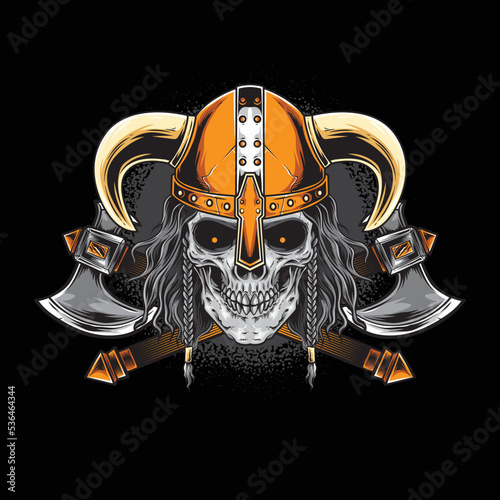 skull viking fighter vector illustration