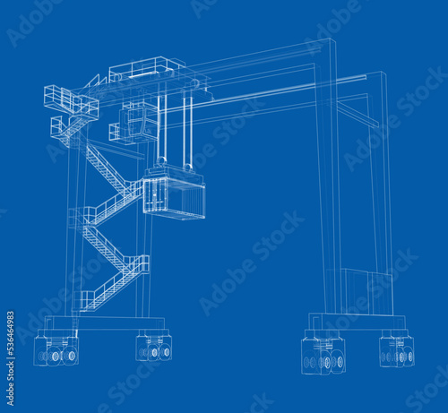 Port cargo crane. Vector