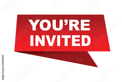 You're invited vector illustration. Red vector speech with white background
