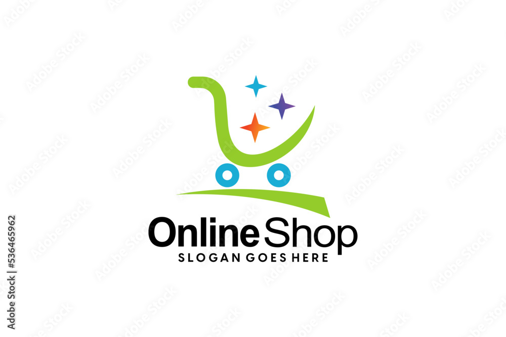 Fototapeta premium Modern Online Shop Logo designs Template, Template design logo shopping bag abstract