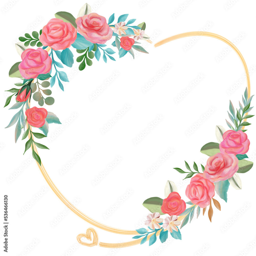 rose flower bouquet watercolor frame