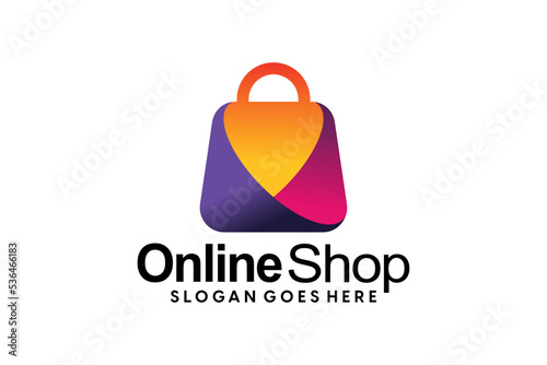 Creative Online Shop Logo Concept . Online Shopping center Logo Vector. Online Store and gifts symbol.
