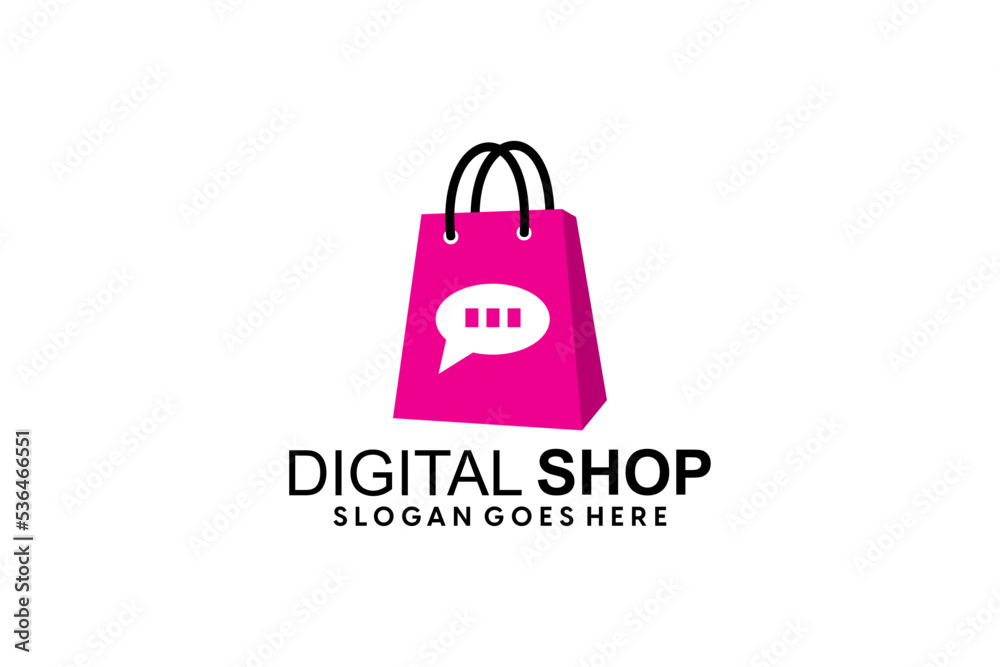 Creative modern abstract eCommerce logo design, colorful gradient online shopping bag logo design template Creative modern abstract eCommerce logo design, colorful gradient online shopping bag logo design template