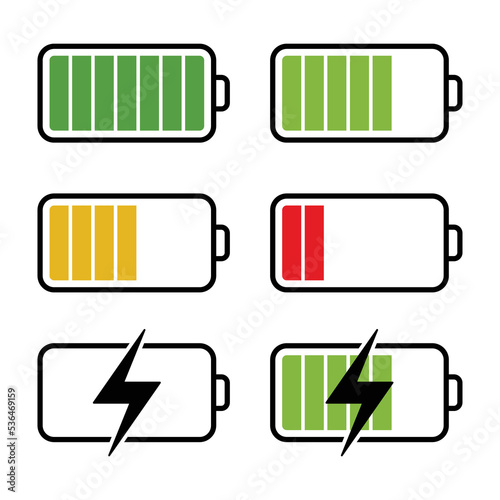 set of phone battery charge status