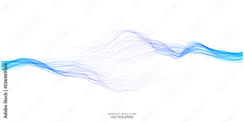 Vector abstract light lines wavy flowing dynamic in blue pink colors ...