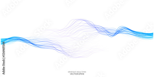 Vector abstract light lines wavy flowing dynamic in blue pink colors isolated on white background for concept of AI technology, digital, communication, 5G, science, music