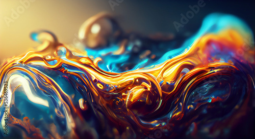 Spectacular image of teal and white liquid ink marble wallpaper background il...