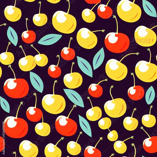Cherry patern illustration seamless design vector photo