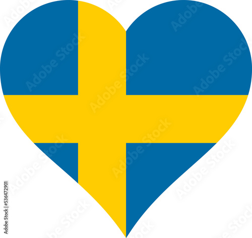 Sweden Heart Flag. Swedish Love Shape Country Nation National Flag Sign Symbol Banner. Swede Transparent PNG Flattened JPG Flat JPEG