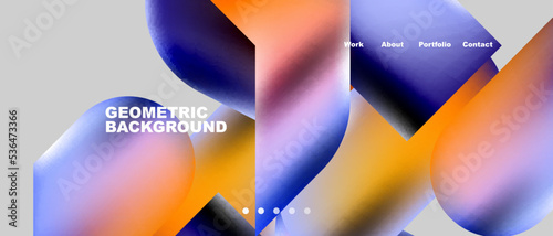 Glassmorphism landing page background template. Colorful glass shapes with metallic effect abstract composition for wallpaper, banner, background