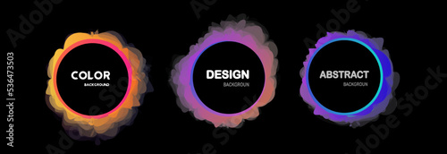 Set of isolated abstract aqua spot with gradient or dynamic color.Vector colorful neon templates. Circle shapes with vivid gradients. Fluid gradients for banners, Abstract liquid shape black, 3d.eps10