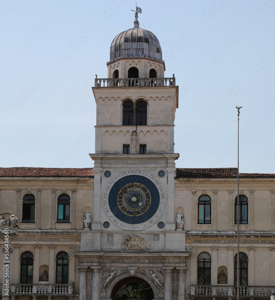 Padua, PD, Italy - May June 15, 2022: Palace and the tower with and astronomical clock