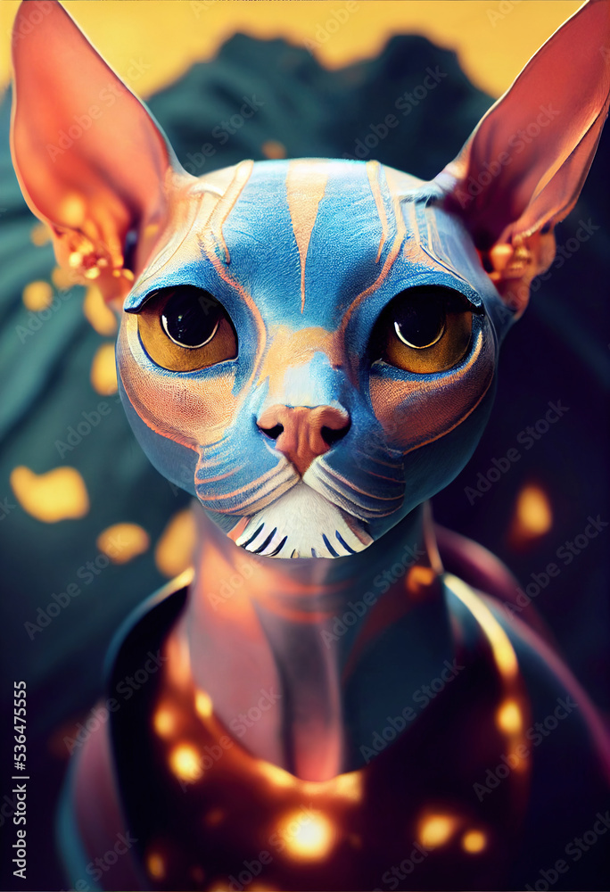 Abstract image of a Sphynx Cat Goddess Stock Illustration | Adobe Stock