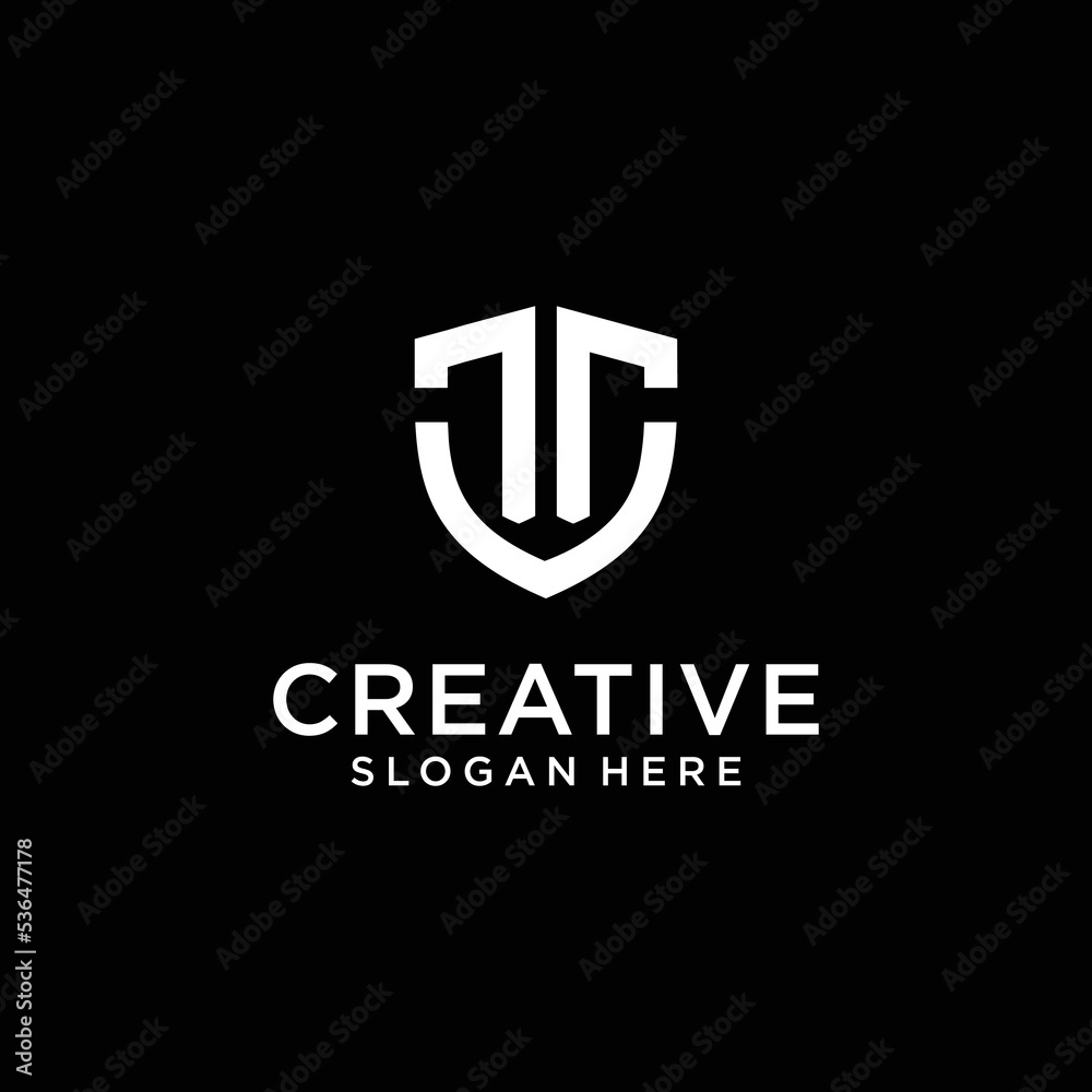 Letter t and shield logo design Letter t and shield logo design