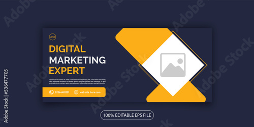 Digital marketing business agency company facebook linkdin social media cover web banner design template 