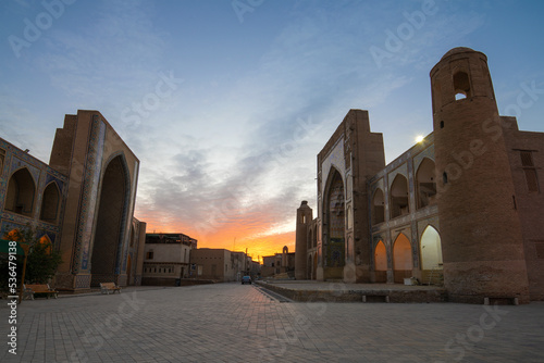 Dawn on the street of old Bukhara. Uzbekistan