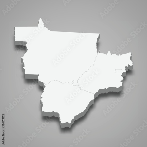3d isometric map Central-West Region of Brazil