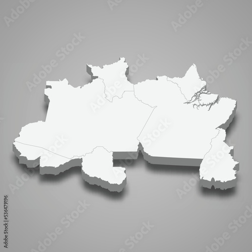 3d isometric map North Region of Brazil
