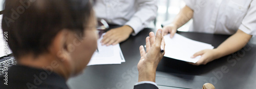 Tablou pe pânză Attorney or judge provides legal advice to the client in the courtroom, Ethics in the courts include justice and impartiality, Legal consultant, Scales of justice, Law hammer, Litigation and justice