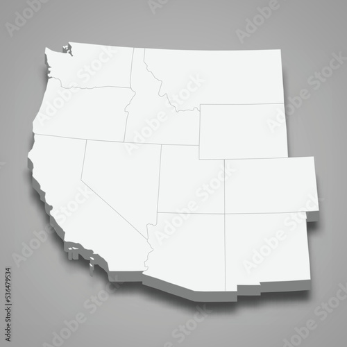 3d isometric map West Region of United States