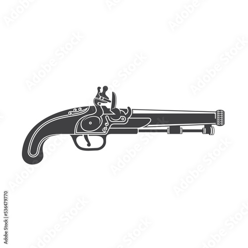 illustration of pirate gun, vector art.