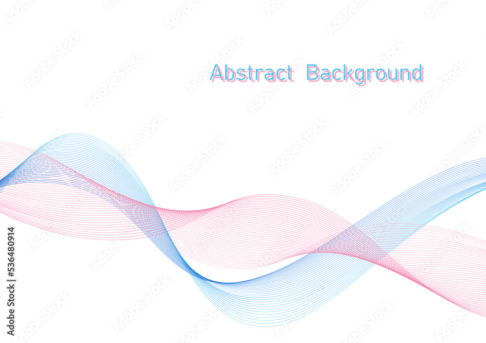 Abstract wave background, blue and red flowing wave line on white background Illustration, future technology concept template for backdrop, website banner, poster, presentation slide