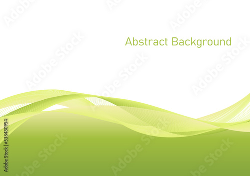Abstract wave background, flowing green wave line on white background Illustration, future technology concept template for backdrop, website banner, poster, presentation slide