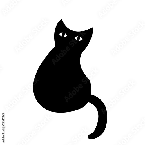 Cute black cat on a white background. Vector