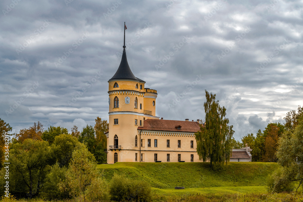 Ancient Beep Castle (Marienthal) on a cloudy September day. Pavlovsk, vicinity of St. Petersburg. Russia