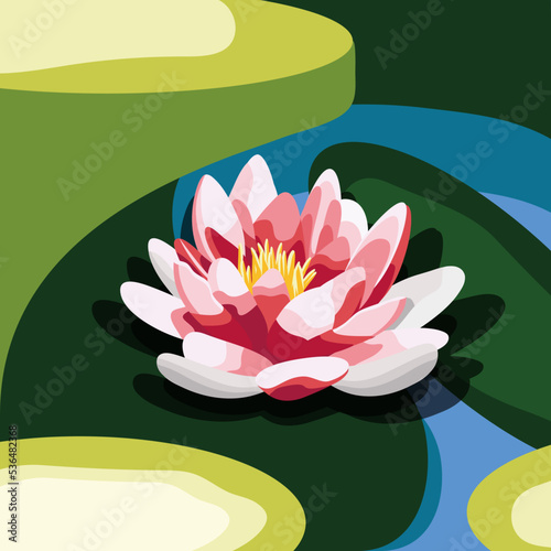 water lily flower image in flat style