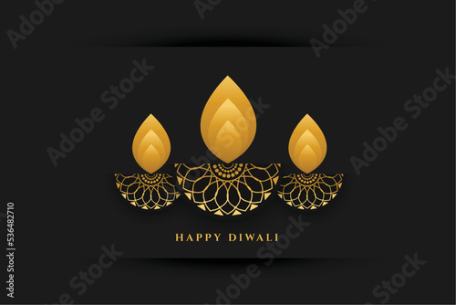 ethnic style golden diya for diwali festival banner
