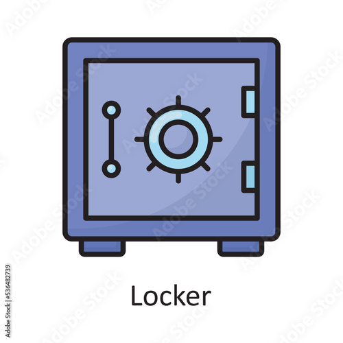 Locker Vector Filled Outline Icon Design illustration. Banking and Payment Symbol on White background EPS 10 File
