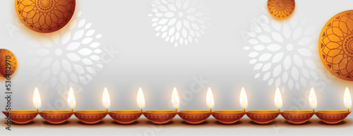 shubh diwali occasion banner with text space and diya decoration