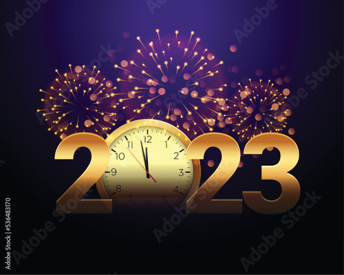 2023 new year celebrating poster with clock and firework