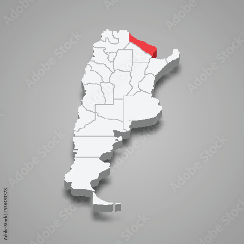 Formosa region location within Argentina 3d map