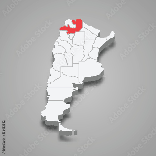 Salta region location within Argentina 3d map