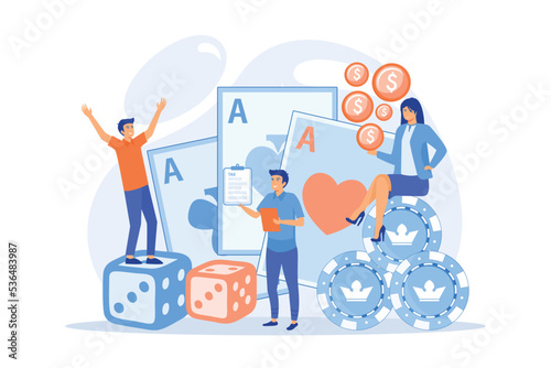 Poker player, lucky casino winner flat vector character. Gambling income, taxation of gambling income, legal wagers operations concept, flat vector modern illustration