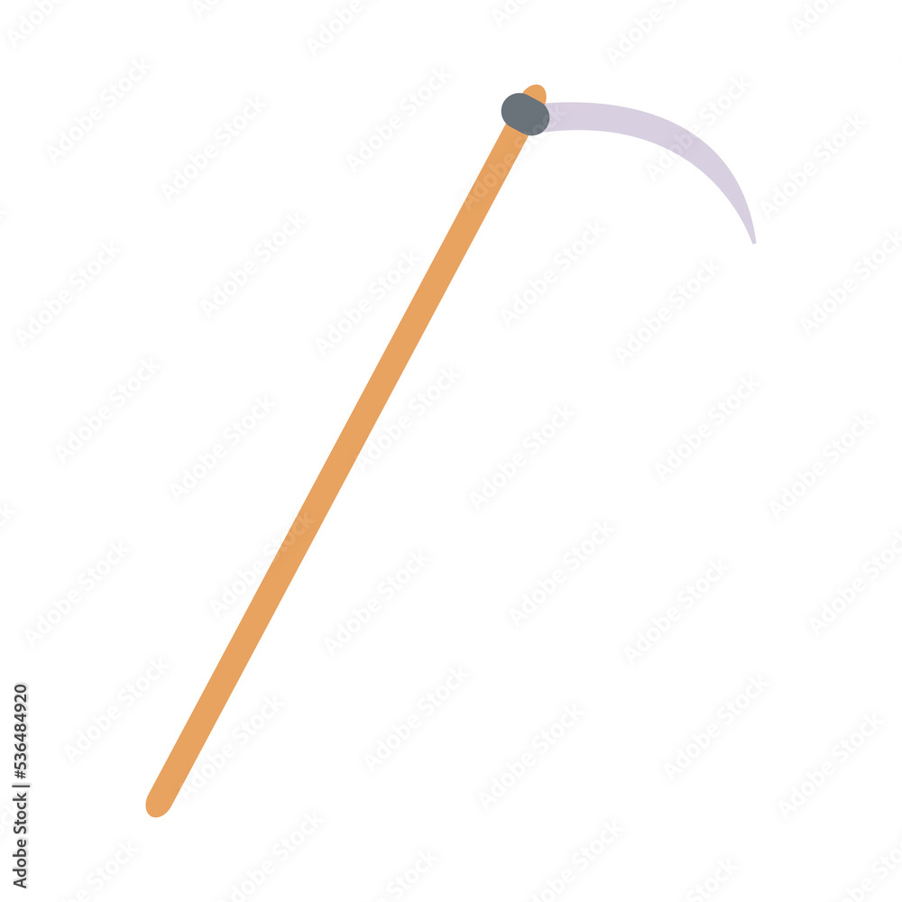 Vector graphic of witch scythe. Witch's scythe illustration with flat design style.