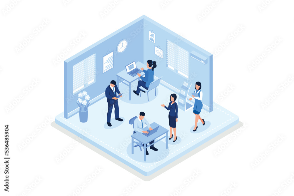 People in coworking office concept design. Can use for web banner, infographics, hero images, isometric vector modern illustration People in coworking office concept design. Can use for web banner, infographics, hero images, isometric vector modern illustration