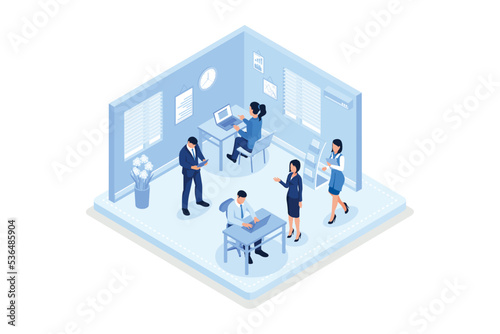 People in coworking office concept design. Can use for web banner, infographics, hero images, isometric vector modern illustration