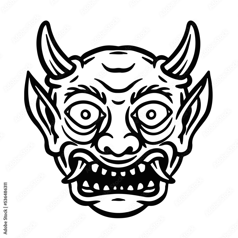 devil illustration hand drawn for design element.