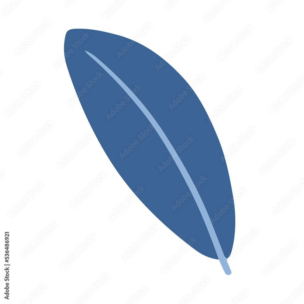 Simple blue leaf illustration in childish hand drawn style for design element Simple blue leaf illustration in childish hand drawn style for design element