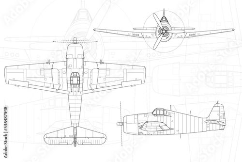 Tableau sur toile Avión de caza clásico de hélice embarcado Hellcat