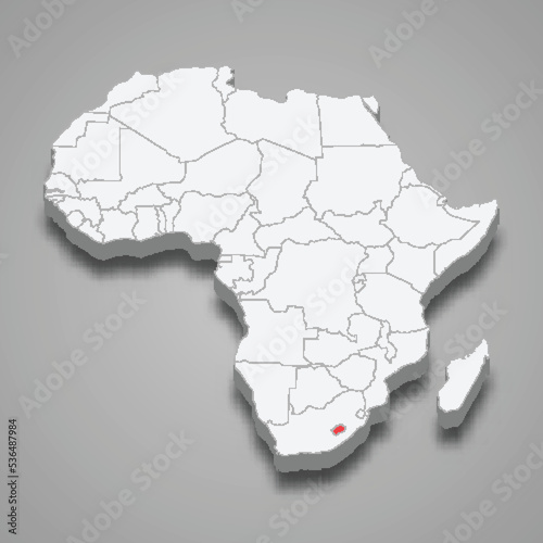  country location within Africa. 3d map Lesotho